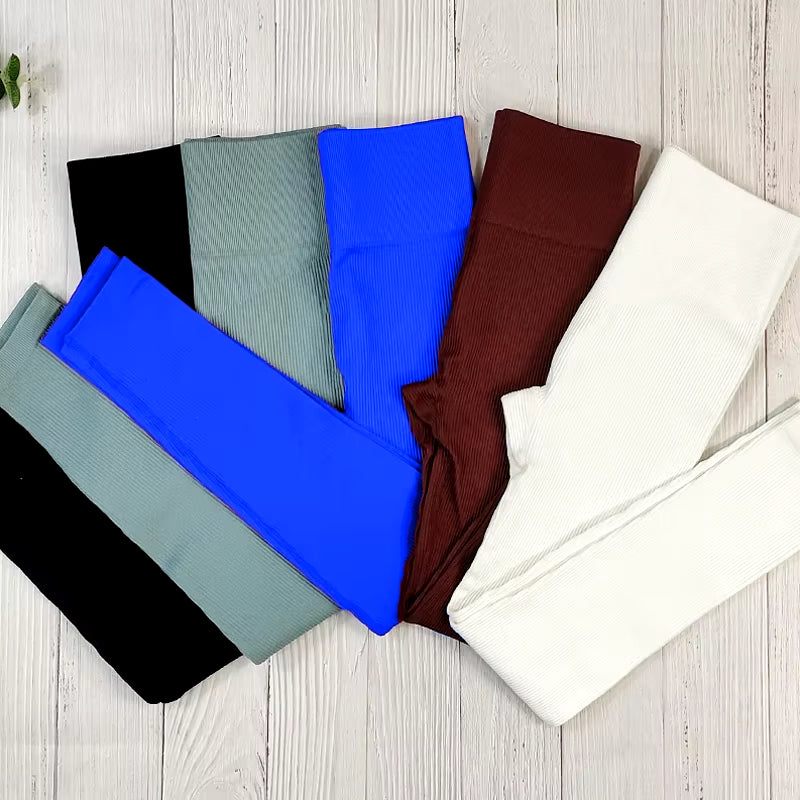 Ribbed Yoga Leggings Sports Tights Woman Seamless Yoga Pants Tummy Control Gym Fitness Legging Push up Workout Legins Female