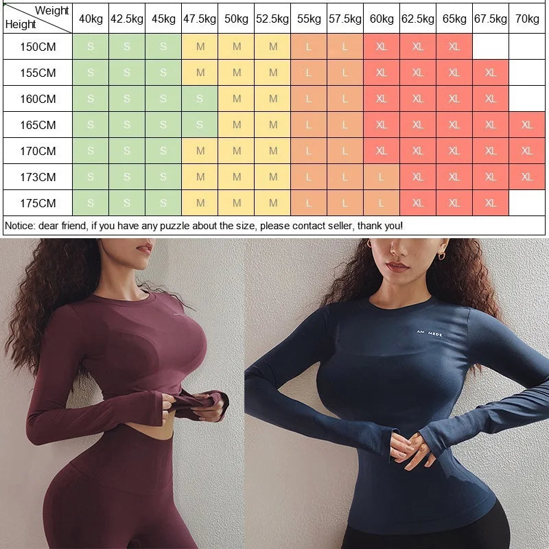 Women Yoga Shirt Long Sleeve Blouse Fitness Sports Gym Crop Top Sexy Running T-Shirts Winter Girl Workout Sportswear