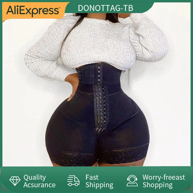 Women Butt Lifter Faja Colombian Shaperwear Panties Front Closure Hook-Eye with Crotch Zipper High Compressionshapewear Shorts