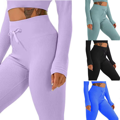 Ribbed Yoga Leggings Sports Tights Woman Seamless Yoga Pants Tummy Control Gym Fitness Legging Push up Workout Legins Female